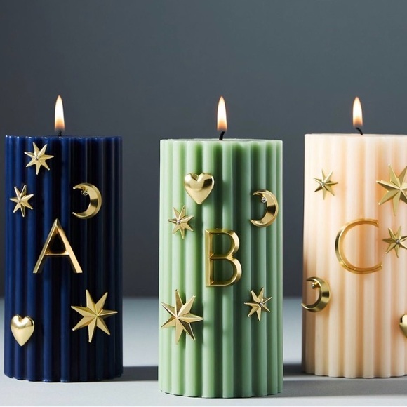 🌟 Anthropologie J Monogram Letter Gold Candle Charms Set Moon Stars Heart - Picture 2 of 6
